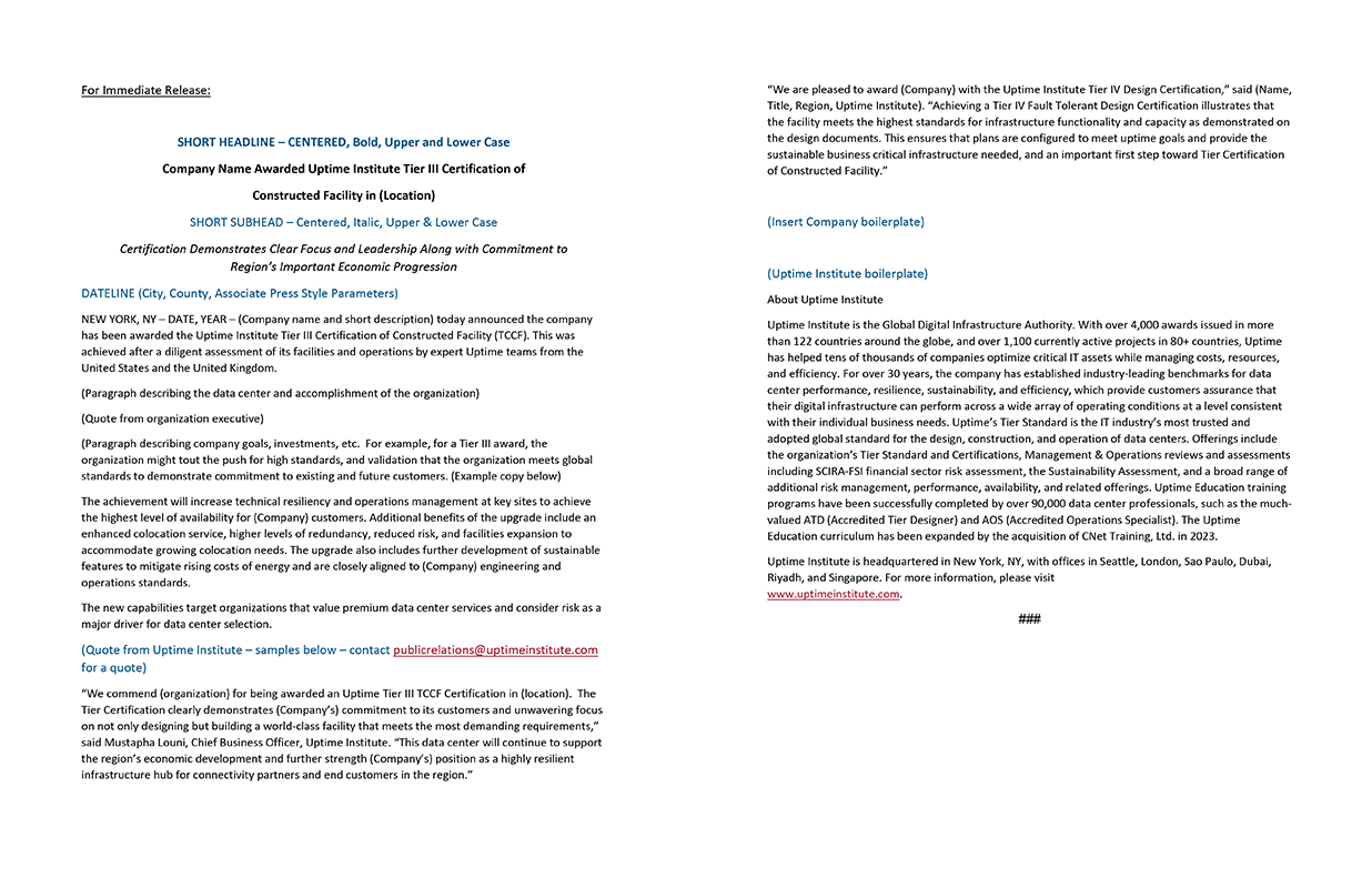 Press release template image