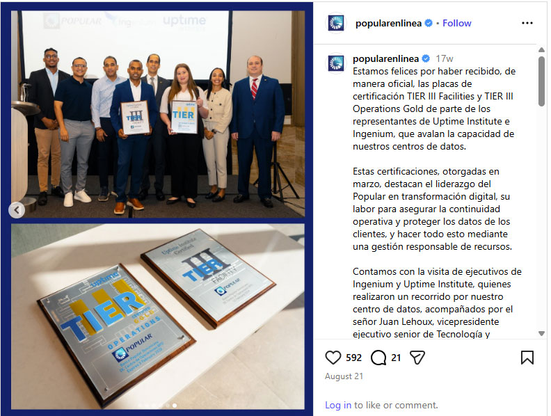 Banco Popular Dominicano social media post