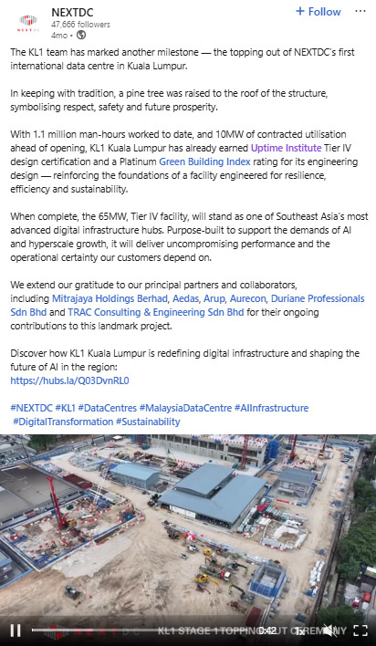 NEXTDC social media post