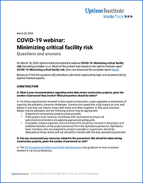 COVID-19 webinar: Minimizing critical facility risk - Questions and Answers